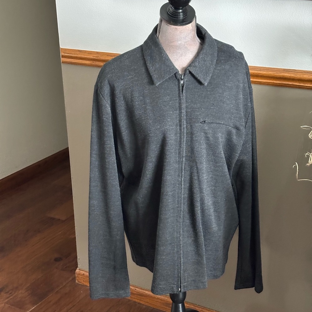 Men's Gray Zip-Up Polo Shirt